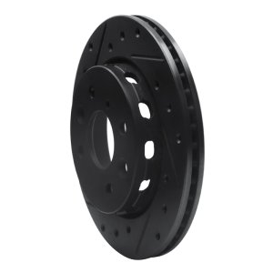 Kia Sephia Brake Rotor (1) - Front Left - R1 Concepts - Drilled & Slotted - Black - `94-`00